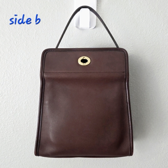 Coach Vintage 1997 Geometric Top Turnlock Bag In Mahogany Glove-Tanned Cowhide - Picture 5 of 16